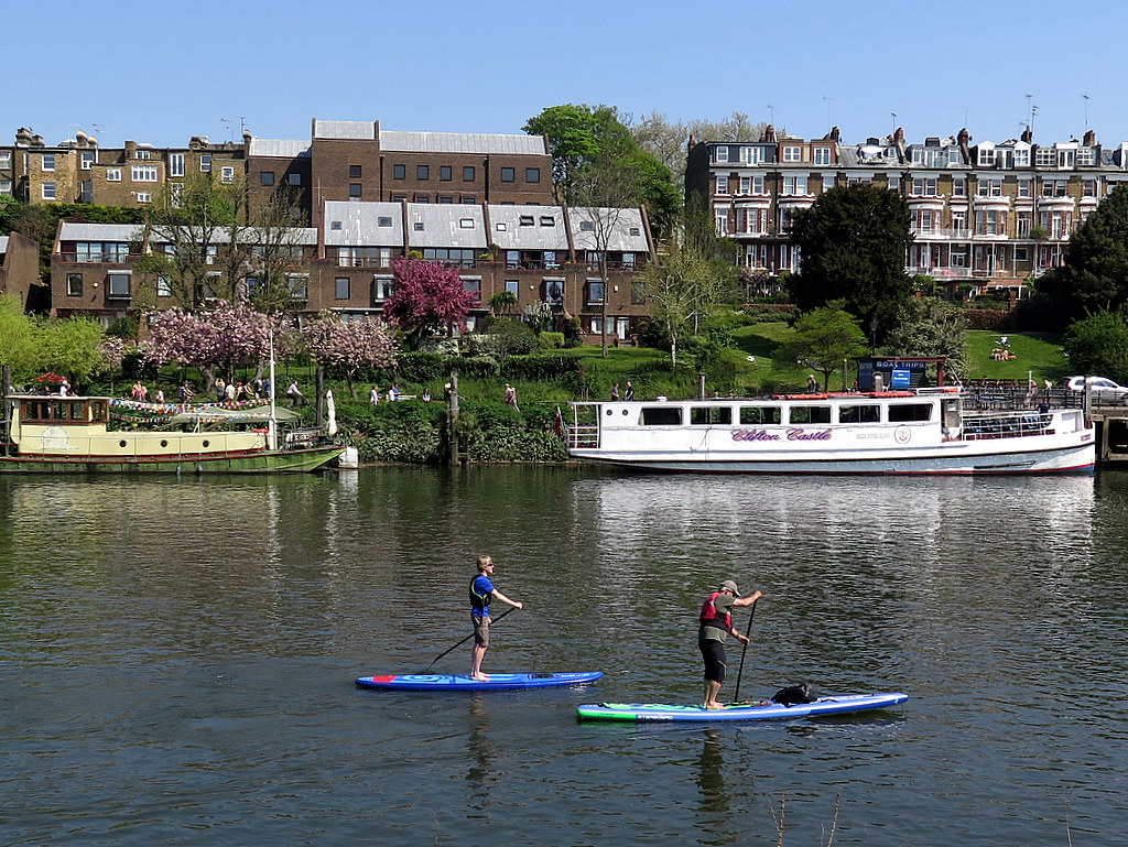 The River Thames at Richmond with trees and riverside buildings